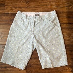 Peter Millar‎ Wicking Womens Dress Golf  Bermuda Shorts Geometric White Blue 4